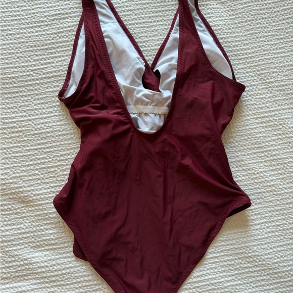 Cupshe Maroon One Piece Swimsuit - size medium - Picture 4 of 5